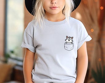 Pocket Wolf T-Shirt, Birthday Wolf Shirt, Pocket Wolf Toddler, Wolf Youth Shirt, Gifts for Kids, Animal Lover Tees, SL0656