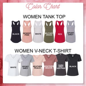 a women's v - neck t - shirt with the words color chart on