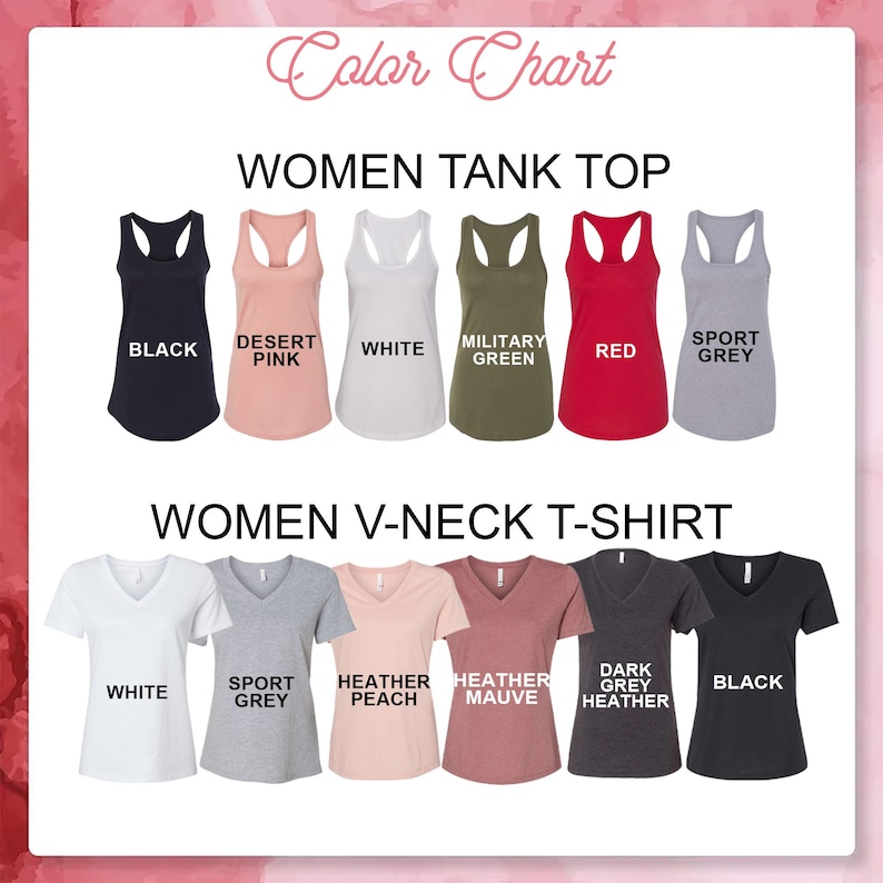 a women's v - neck t - shirt with the words color chart on