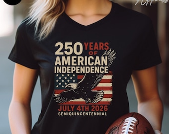 American Independence 250th Anniversary shirt, Eagle Patriotism V-Neck, July 4, 2026 Half-Century Freedom, SL5326