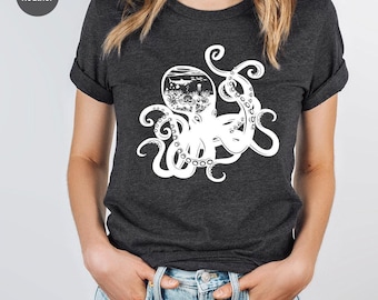 Octopus Shirt, Ocean Graphic Tees, Sea Animals Shirt, Octopus Clothing Gift, Cool Octopus Toddler Shirt, Women V-Neck T Shirt, SL2437
