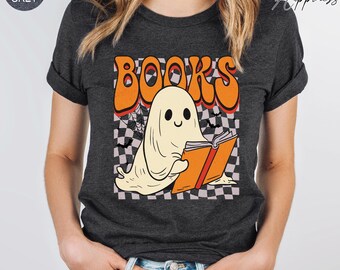 Books Shirt, Ghost Books, Halloween Teacher Shirt, Halloween Reading Shirt, Halloween Party Teacher Shirt, Bookworm Gift Shirt, SL5085