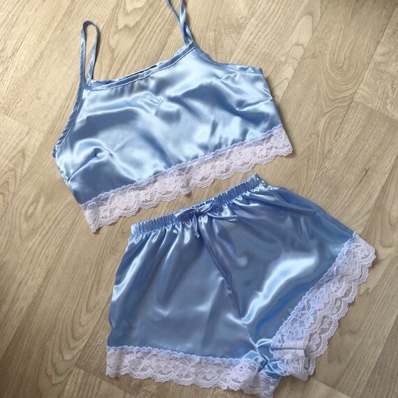 Satin pyjamas blue Clearance