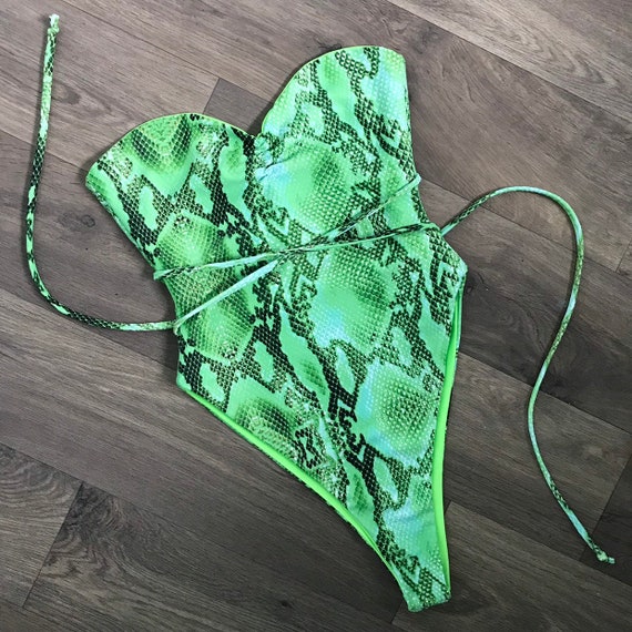 Green snake print swimsuit on sale