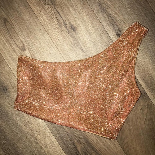 Glitter Lurex One Shoulder Crop Top Etsy