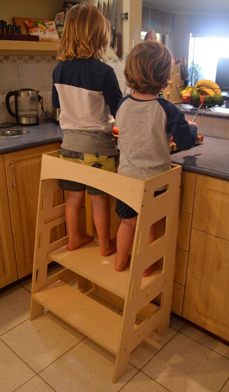 Double Twin Kitchen Helper Tower Australian Made Montessori Etsy