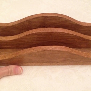 WOODEN LETTER RACK Made in England from upcycled solid oak wood. Unique handmade desk tidy, organiser, letter holder. Present for her / him