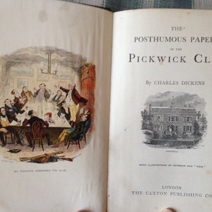 THE PICKWICK PAPERS by Charles Dickens Antique Illustrated Hardback Book 19th Century