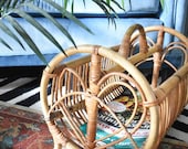 Bamboo Magazine Holder Bentwood Rattan Wicker Round Vintage Boho Bohemian (BAS48)