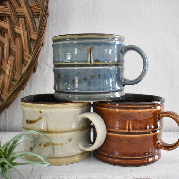 Three Stoneware Soup Bowls/ 3 Soup Bowls/ Rustic/ Boho Bohemian (KD29)