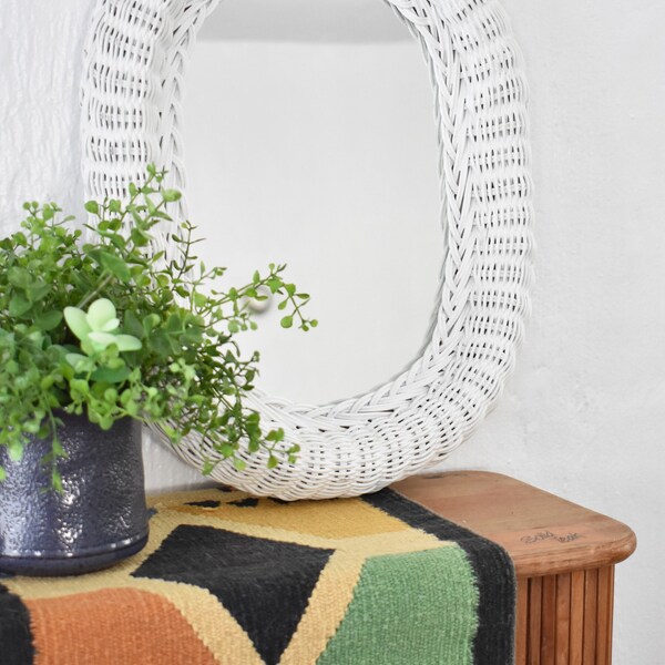 White Wicker Mirror Etsy
