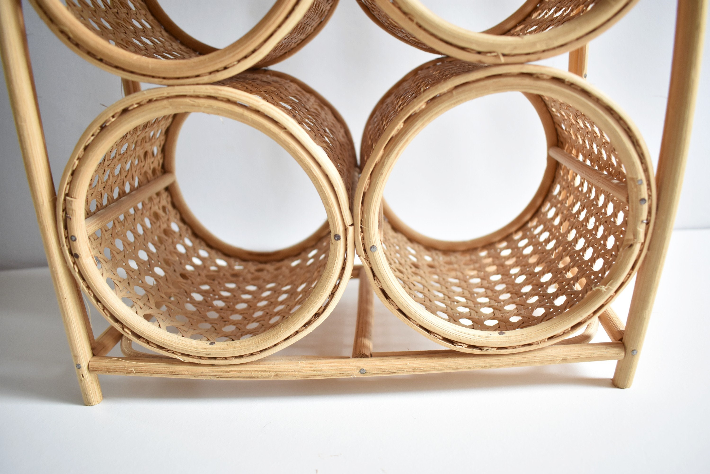 Bentwood and Cane Wine Bottle Rack/Five Bottles/Tabletop Wine Etsy