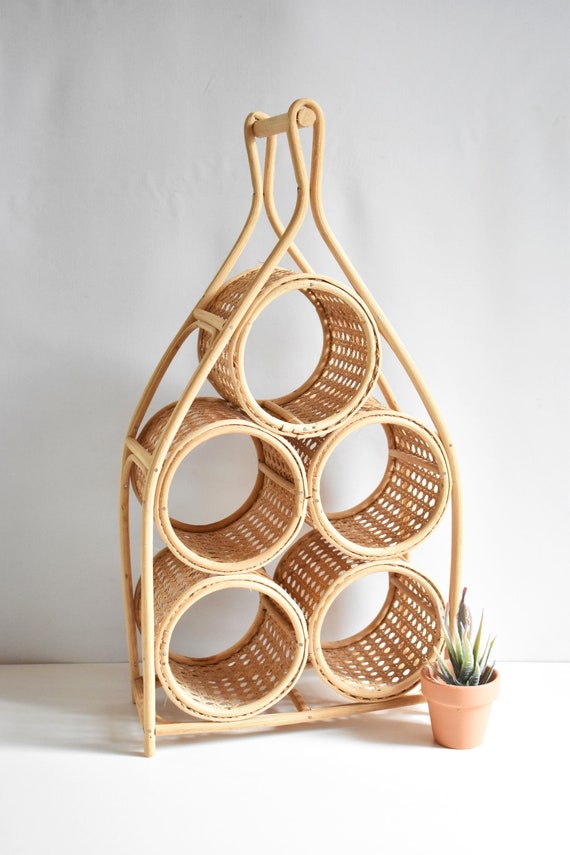 Bentwood and Cane Wine Bottle Rack/Five Bottles/Tabletop Wine Etsy
