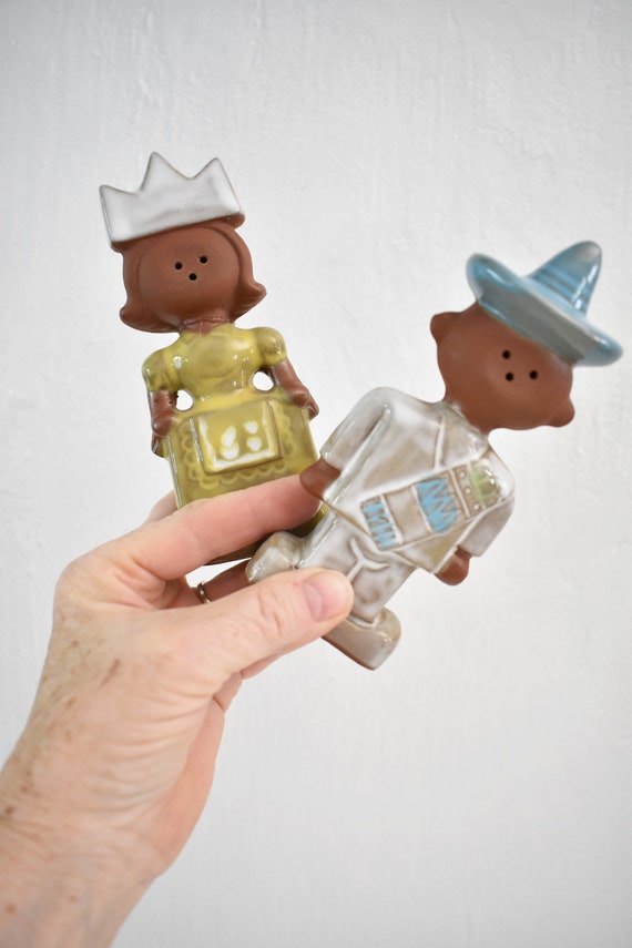 ヴィンテージ ソルトアンドペッパー インディアン カップル 雑貨 陶器