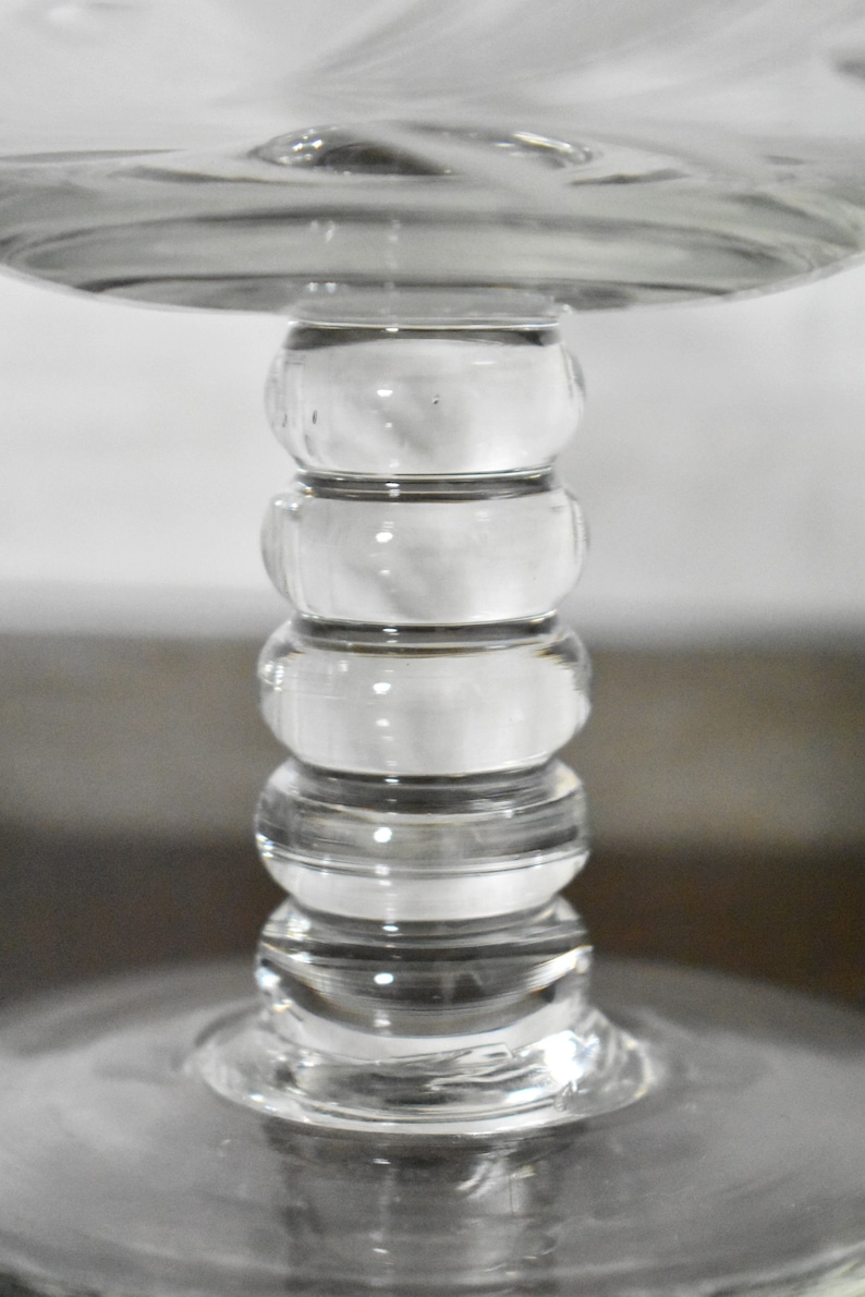 Vintage Etched Clear Glass Compote Bowl Etched Floral Etsy