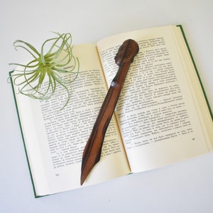 Carved Wood Letter Opener, African Man&#39;s Head, Tribal Art, Unique Office Decor  (W104)