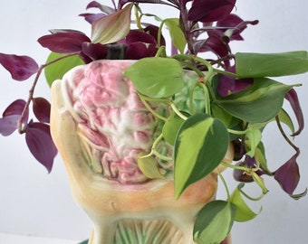 Ceramic Deer Planter/Vase,  Fawn Planter/Vase, Woodland Planter, Unmarked, Bouquet of Flowers, Mid Century  (P16)