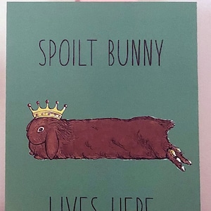 Spoilt bunny sign, sign for Rabbit lovers, pet sign, gifts for rabbit lovers, rabbit wall art, cute rabbit wall art