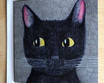 Funny black cat card, any occasion, birthday card, cat lover card