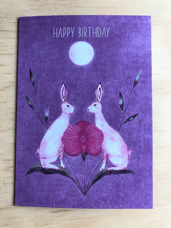 Rabbits With Moon Birthday Card Spirit Animal Twin Flames Soul - Etsy Australia Rabbits With Moon Birthday Card Spirit Animal Twin Flames Soul - Etsy Australia