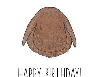 Funny birthday card, Rabbit birthday card, Animal lovers card, rabbit lovers card, Year of the rabbit