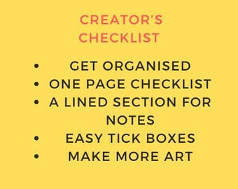 Artist Organiser Checklist for Creating Get Organised as a Creator