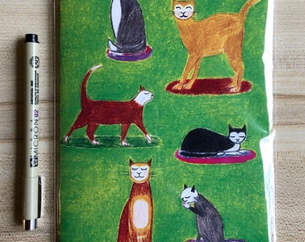 cat journal, blank notebook, eco journal, cat notebook, funny cats, cat illustration