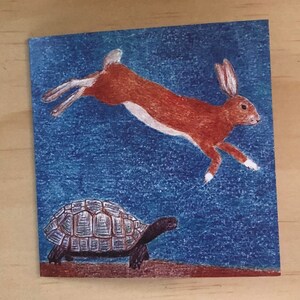 Tortoise and Hare, Birthday Card, All Occasions, Rabbit and turtle card, Rabbit lovers card, Bunny lovers, Gifts for bunny lovers