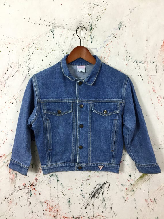 guess denim jacket with pearls