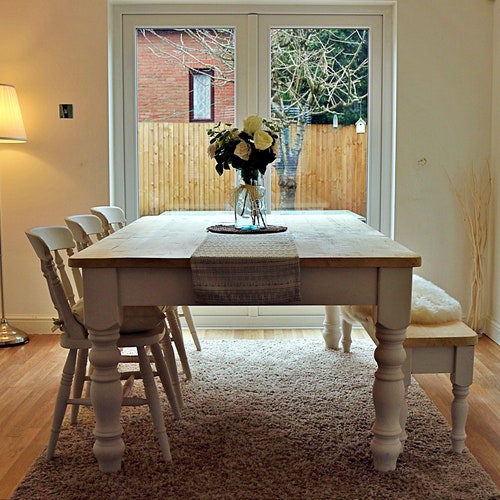 Handmade Bespoke Farmhouse Kitchen Dining Table Solid Pine - Etsy UK
