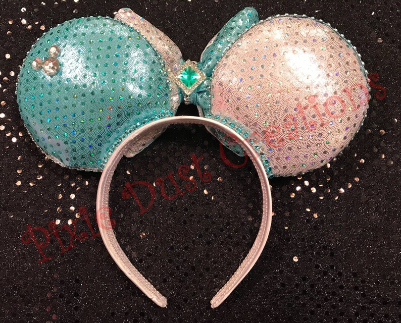 Two Tone Ice Blue and White Minnie Kids Ears image 2