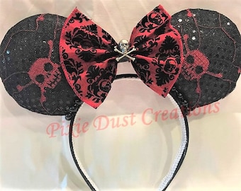 Pirate Skulls and Crossbones Mouse Inspired Headband Ears
