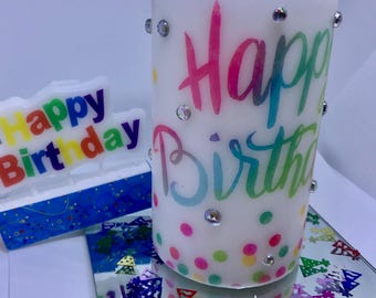 Custom Happy Birthday Confetti Candle