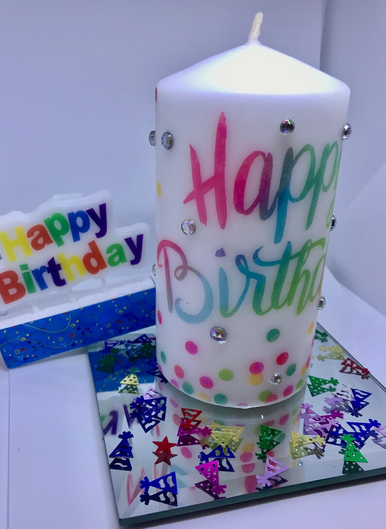 Custom Happy Birthday Confetti Candle Etsy