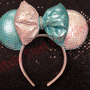 Two Tone Ice Blue and White Minnie Kids Ears image 1