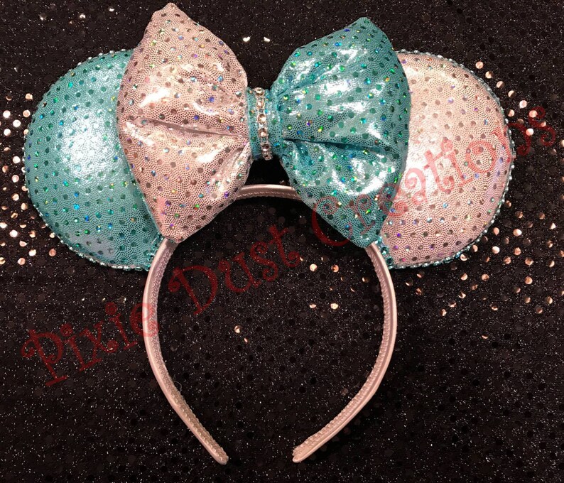 Two Tone Ice Blue and White Minnie Kids Ears image 1