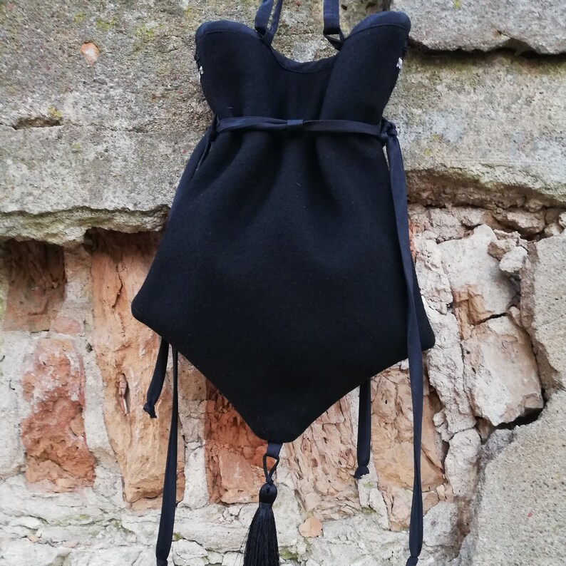 Medieval Bag, Larp Belt Bag, Dice Bag of Holding, Black Fabric ...
