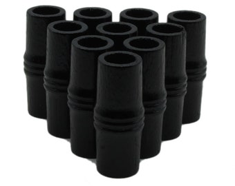 40 mm Black Wood Tube Beads x 10, Toggle shaped