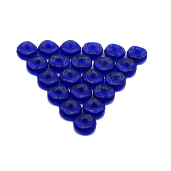 10 mm Cobalt Blue Donut Beads x 20, Glass Beads, Micro-Macrame