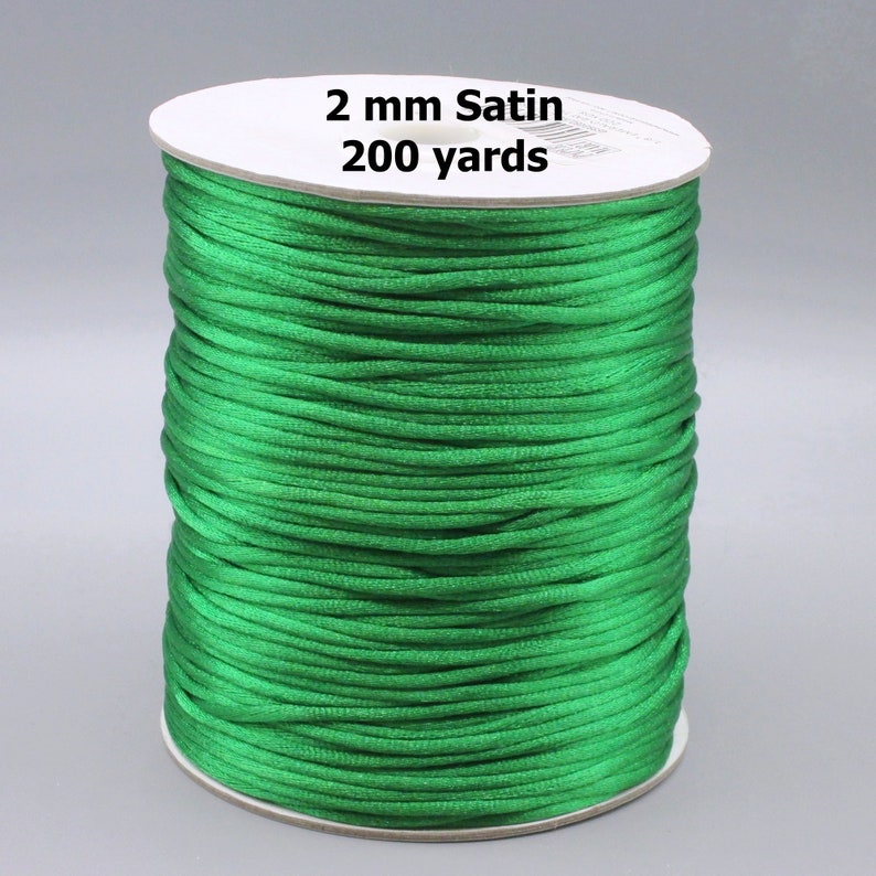 200 yards 2 mm Green Satin Cord