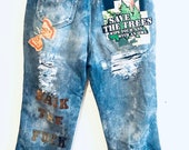 Vintage Lee high waisted patchwork denim jean capris