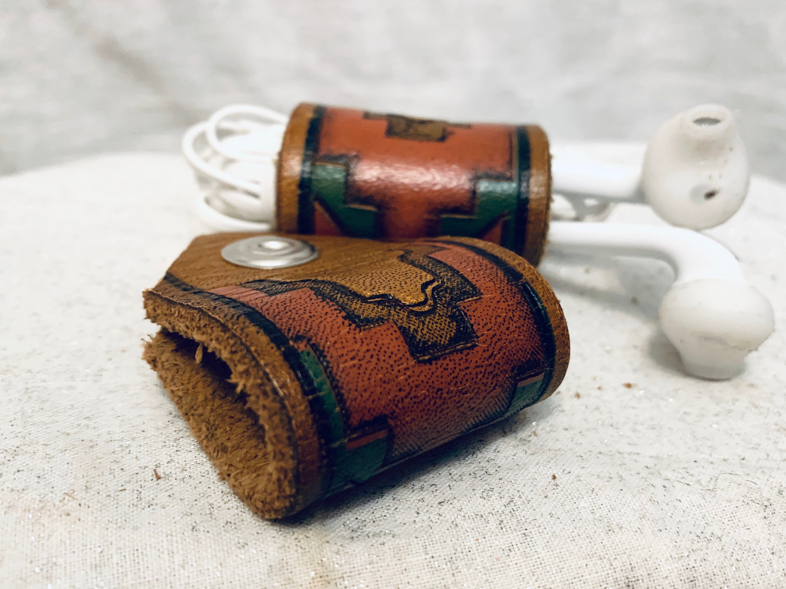 Custom Leather earbud charging cord case Etsy