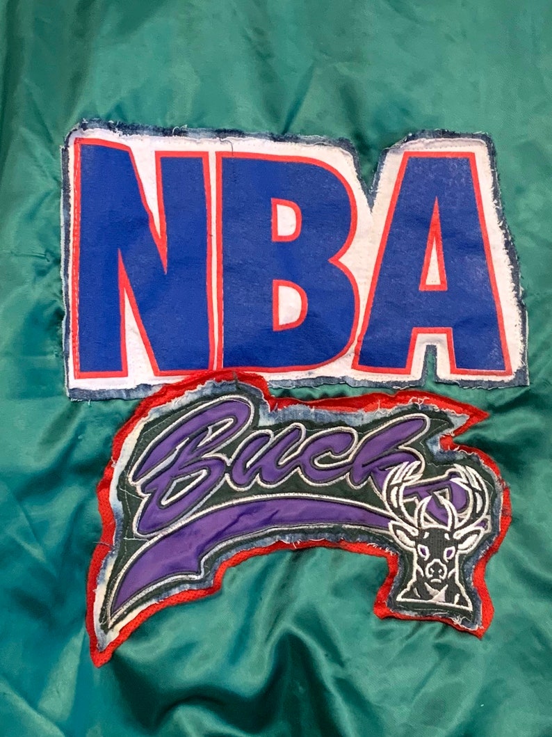 Milwaukee Bucks Upcycled Vintage satin Bomber jacket men's ...