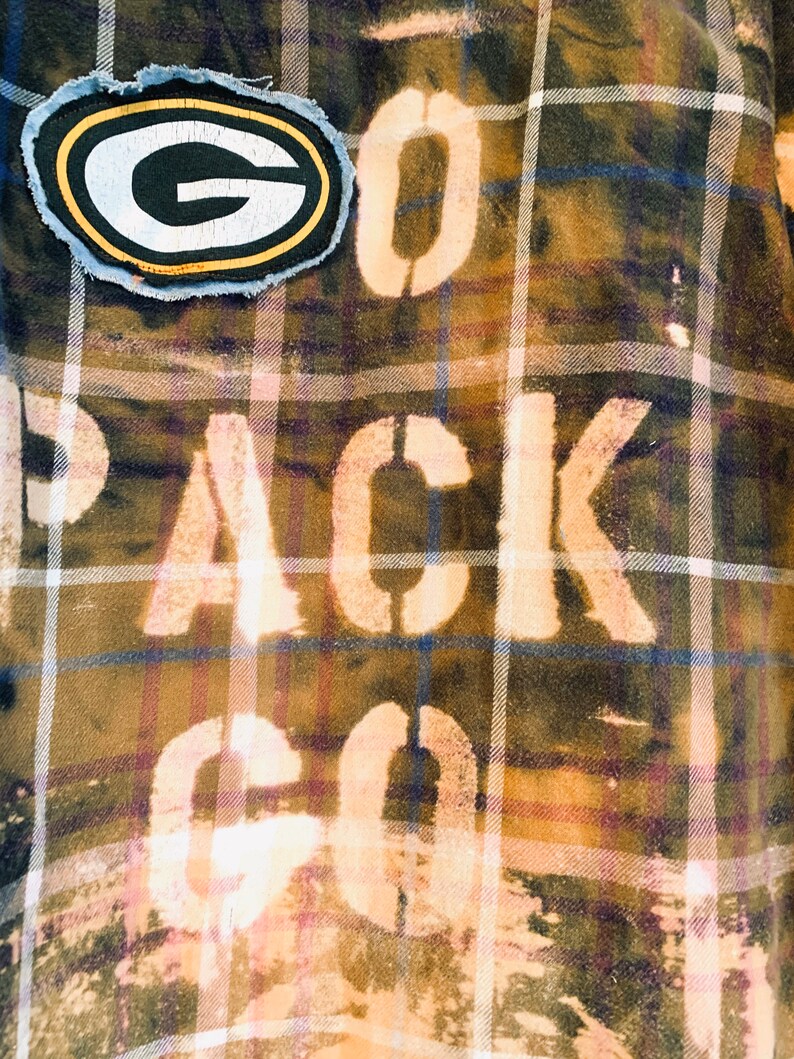 Green Bay Packers upcycled flannel men/'s SZ Medium