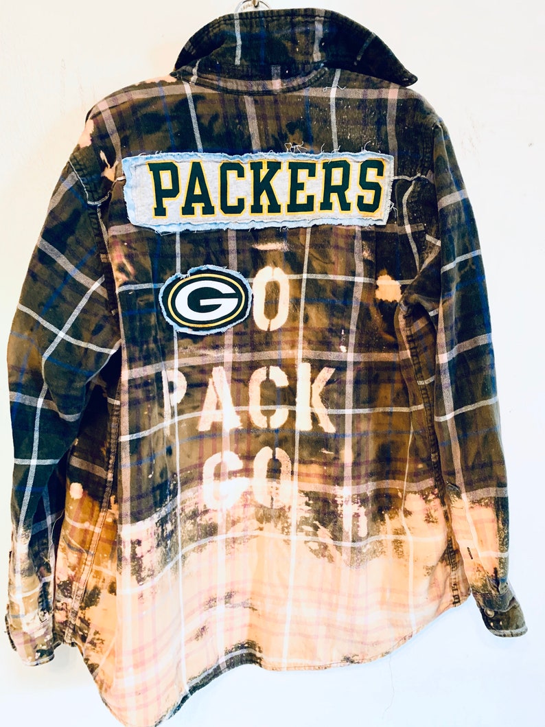 Green Bay Packers upcycled flannel men/'s SZ Medium
