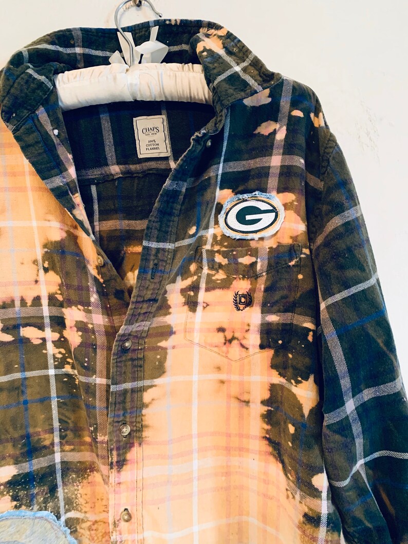 Green Bay Packers upcycled flannel men/'s SZ Medium