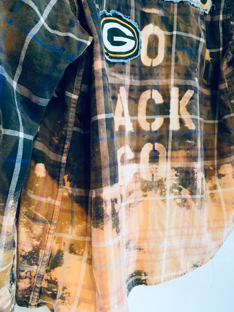 Green Bay Packers upcycled flannel men/'s SZ Medium