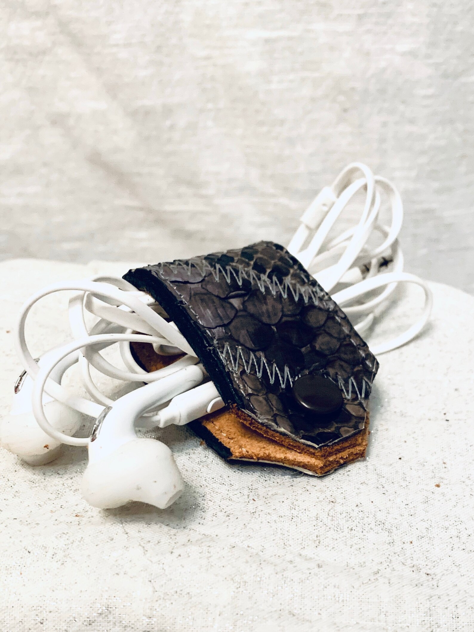 Custom Leather earbud charging cord case Etsy