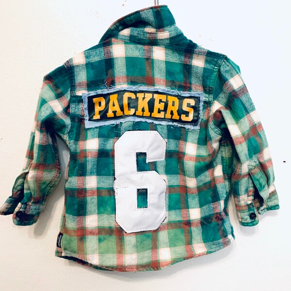Green Bay Packers Upcycled distressed flannel Size 3T
