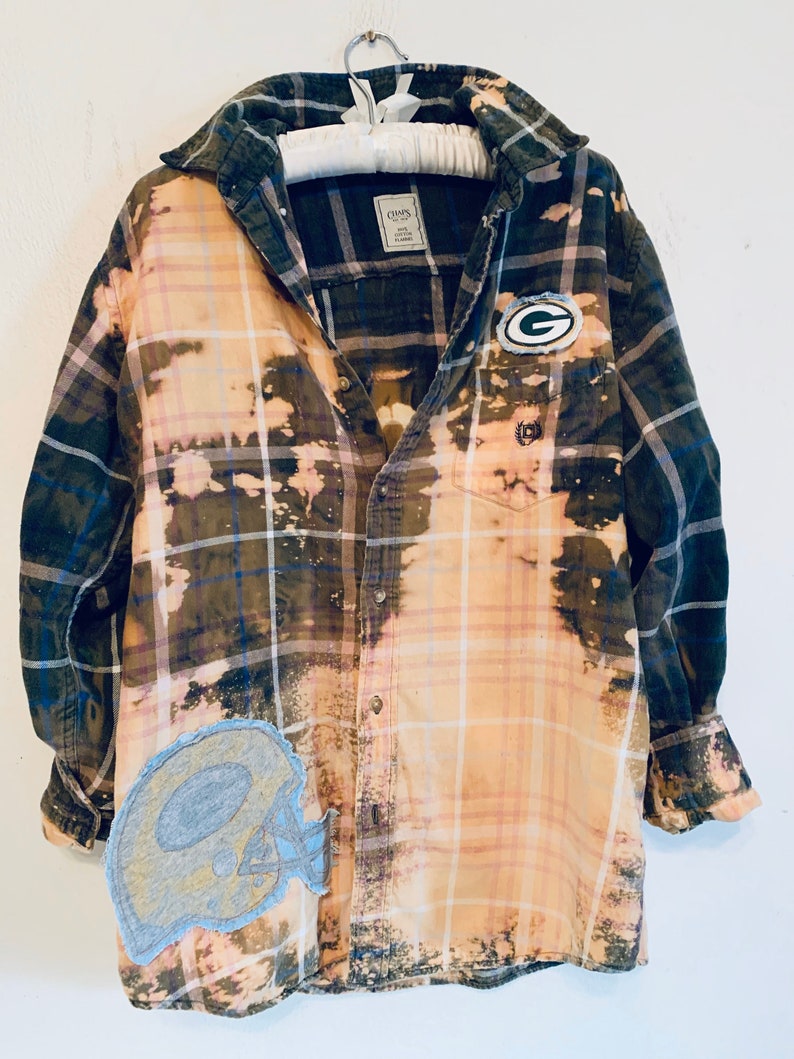 Green Bay Packers upcycled flannel men/'s SZ Medium